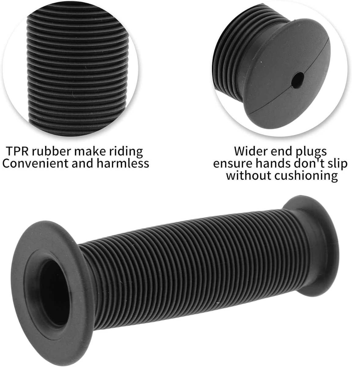 Ergonomische fietsgrepen van rubber met stootbescherming voor driewieler en balansfiets - 2 stuks, zwart en comfortabel