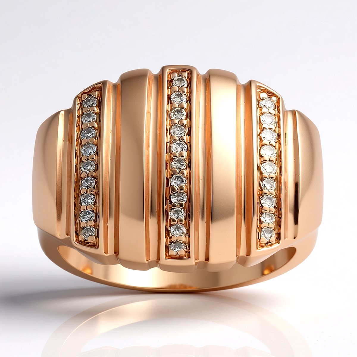 Cavill - Roségoud Vergulde Zilveren Ring - 29 I1 Argyle Rose Diamanten 0,162 ct - Brede Schoolstijl Ring - Luxe Pavé Zetting - Dames Sieraad