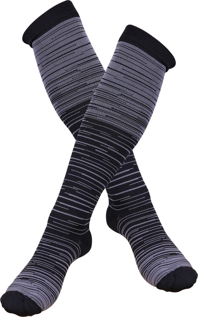 2x Compressiekousen - Steunkousen - Compressie sokken - Verbetert de bloedcirculatie - Vliegtuigsokken - Sportsokken - Ondersteunend - Zwart - L/XL - Maat 41-46 - 2 Paar - Jonyx
