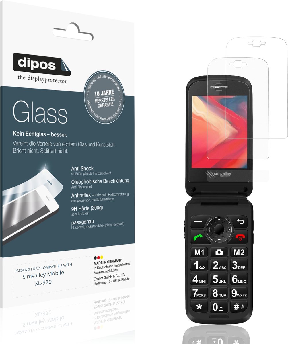 dipos – 2x Matte Pantserfolie geschikt voor Simvalley Mobile XL-970 | 9H Screenprotector