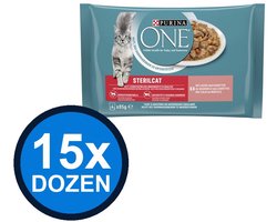 15x Purina One - Sterilcat Adult Zalm & Wortel (4x85g) - Kattenvoer Natvoer - 340 g