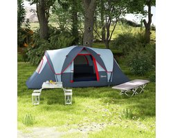 HAUSS SPOLE Tunneltent – Ruime 5-6 Persoonstent – 455 x 230 x 180 cm – Polyester – Grijs – Voor Camping En Gezinsuitjes – Met Afneembare Buitentent