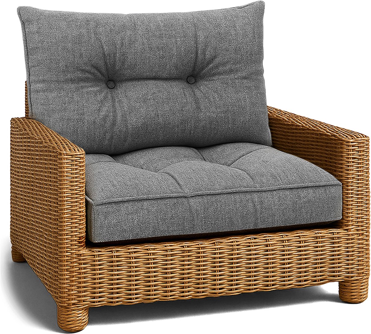 Kussen Lounge Tuinmeubelen - Set: zitkussen 70x70 cm en rugkussen 40x70 cm Rug Rattan Ideaal voor balkon terras loungeset buiten comfort vulling dik duurzaam Grijs