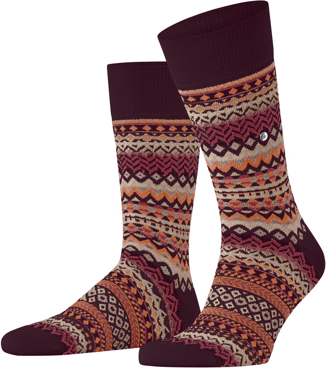 Burlington Fair Isle gedessineerd wol sokken heren rood - maat 40-46