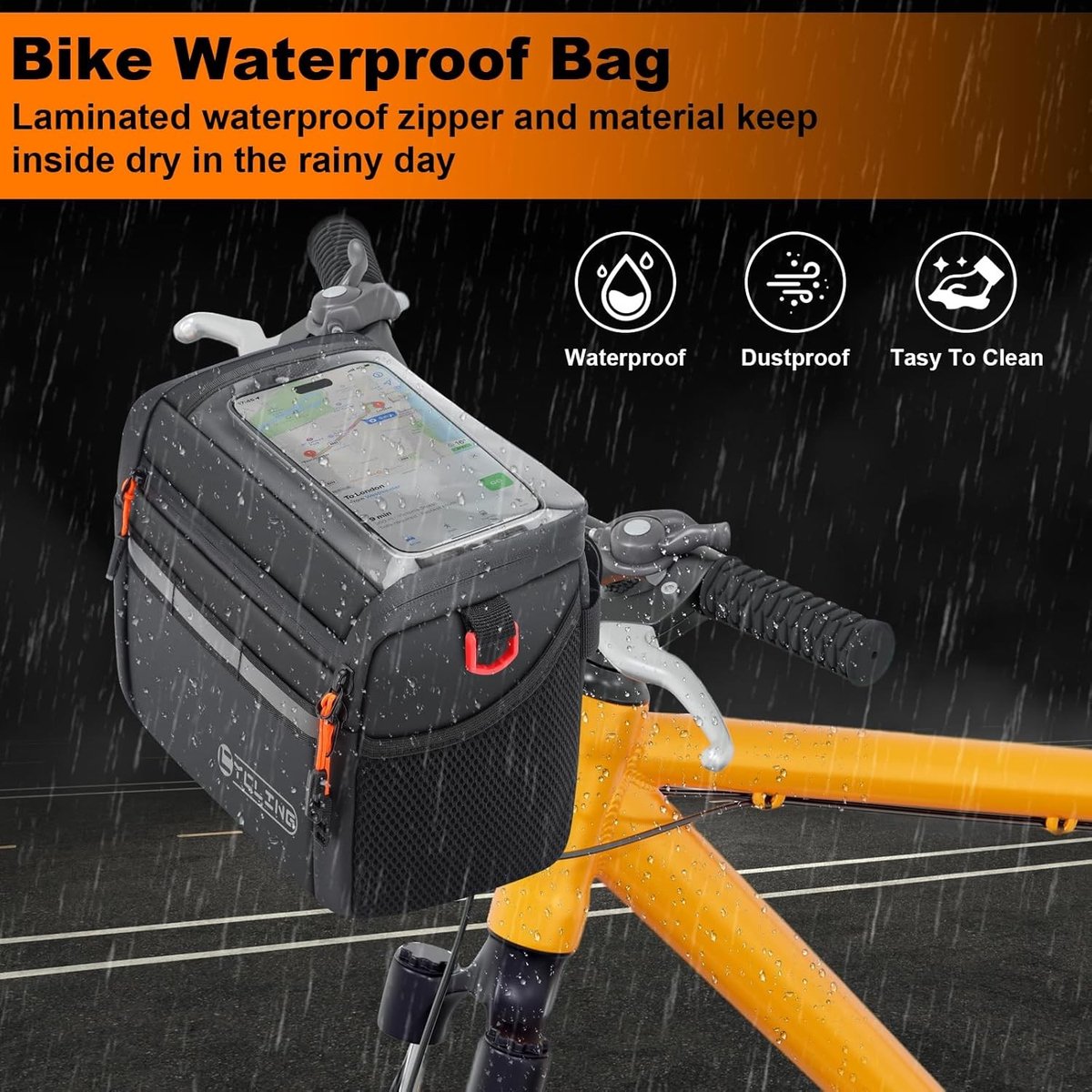 Fietsstuurtas - Geïsoleerde Fietstas - Verstelbaar Touchscreen - Afneembare Schouderriem - Voor E-bike en Fiets