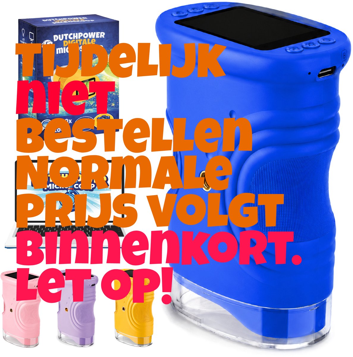 DUTCHPOWER Digitale Microscoop 1000x-4K-voor Kinderen – Draagbare Handmicroscoop met Foto & Video – STEM Educatief Speelgoed voor Ontdekken in Tuin en Natuur – Geschikt voor 4 t/m 12 jaar-Blauw