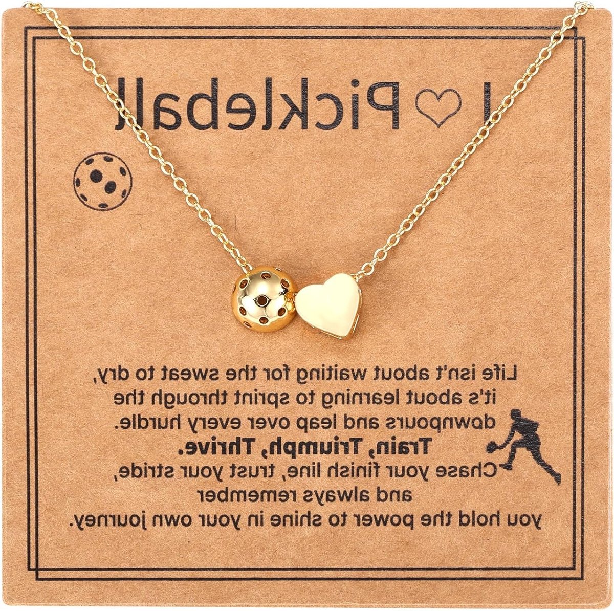 Sportieve Ketting met Inspirerende Kaart voor Vrouwen en Koppels - Perfecte Accessoire voor Pickleball Fans en Spelers