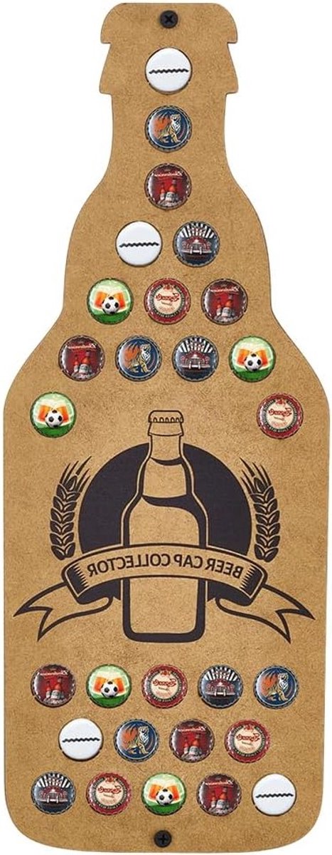 Wandmontage Biercapsule Tray van Hout - Opslag en Tentoonstelling van Flessendoppen 38 x 14,5 x 0,5 cm, Perfect voor Bierliefhebbers en Verzamelingen