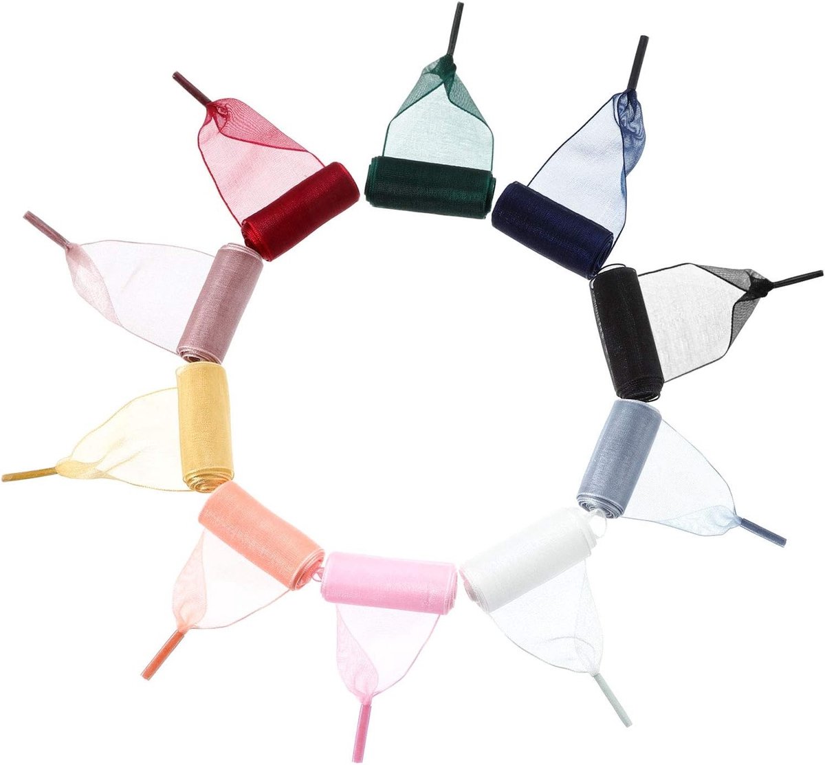 10 Paar Satijnen Veters, Zachte Organza Platte Band, Veters voor Dames en Meisjes, Sneakers, Sportieve Schoenen, Diverse Kleuren, 120 x 4 cm
