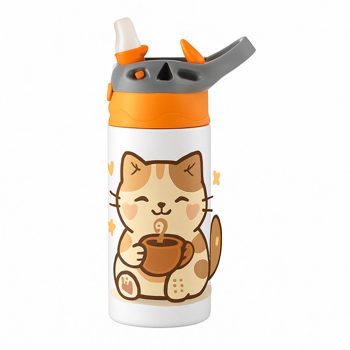 Minimalistische il_1140xN.8155609628_rr02 Drinkfles – Stijlvolle Drinkbeker voor Design Liefhebbers - Waterfles voor kinderen (wit/oranje)