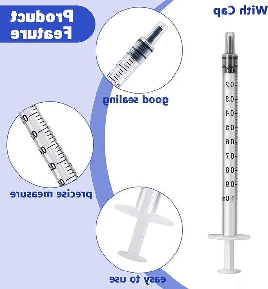 50 stuks 1ml spuit met Luer, plastic spuit zonder naald voor het doseren en vullen van olie, lijm en vloeistoffen, ideaal voor huisdieren, laboratoria en colostrum toepassingen — afbeelding 2