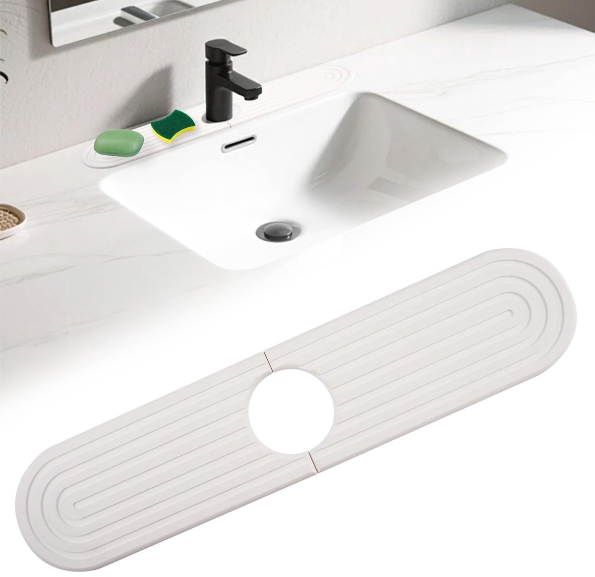 SnelShoppen - 45x10cm Diatomaceous Earth Drip Mat - Absorberende Faucet Mat voor Keuken & Badkamer - Sneldrogende Watersteen - Splash Guard Mat voor K
