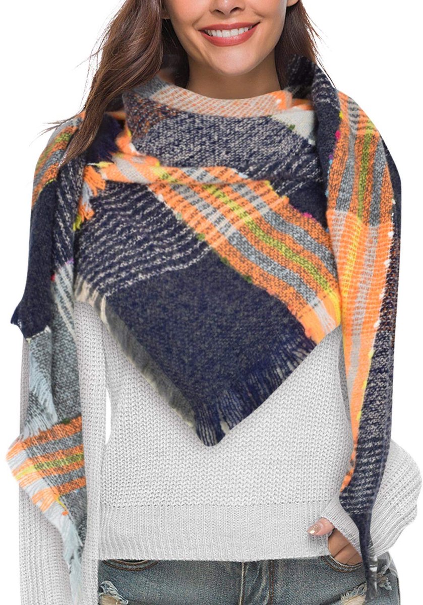 dames geruite sjaal oversized wintersjaal strepen & effen sjaal vierkant dekensjaal herfstsjaal geruit tartan plaid patroon poncho sjaal met verschillende patronen dekensjaal met zakken
