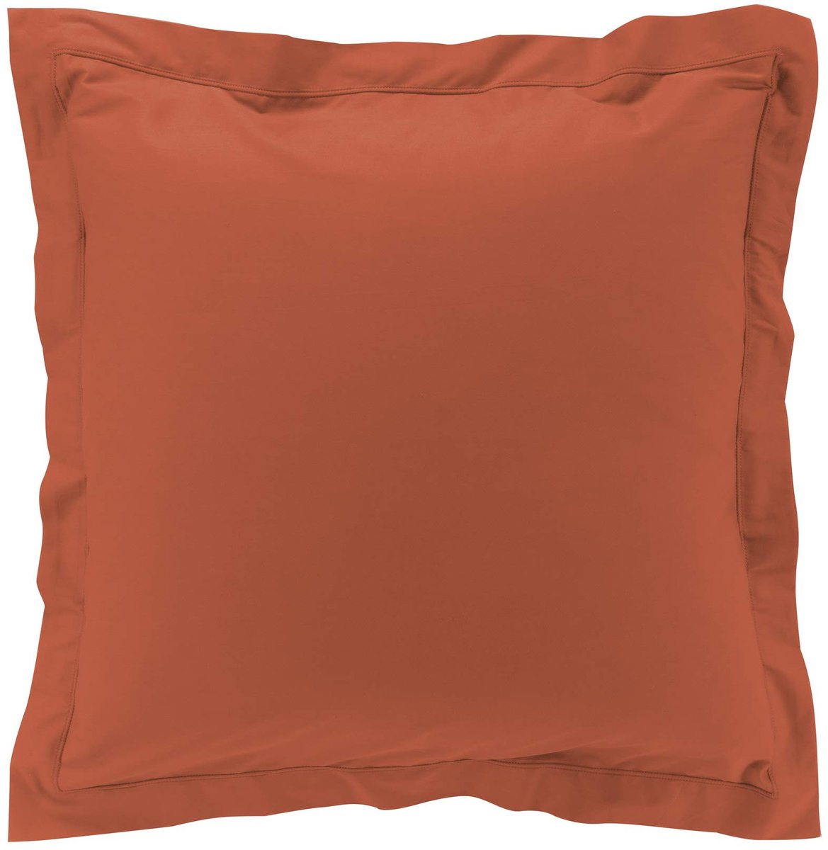 Kussensloop, vlakke volant, 63 x 63 cm, percal, terracotta