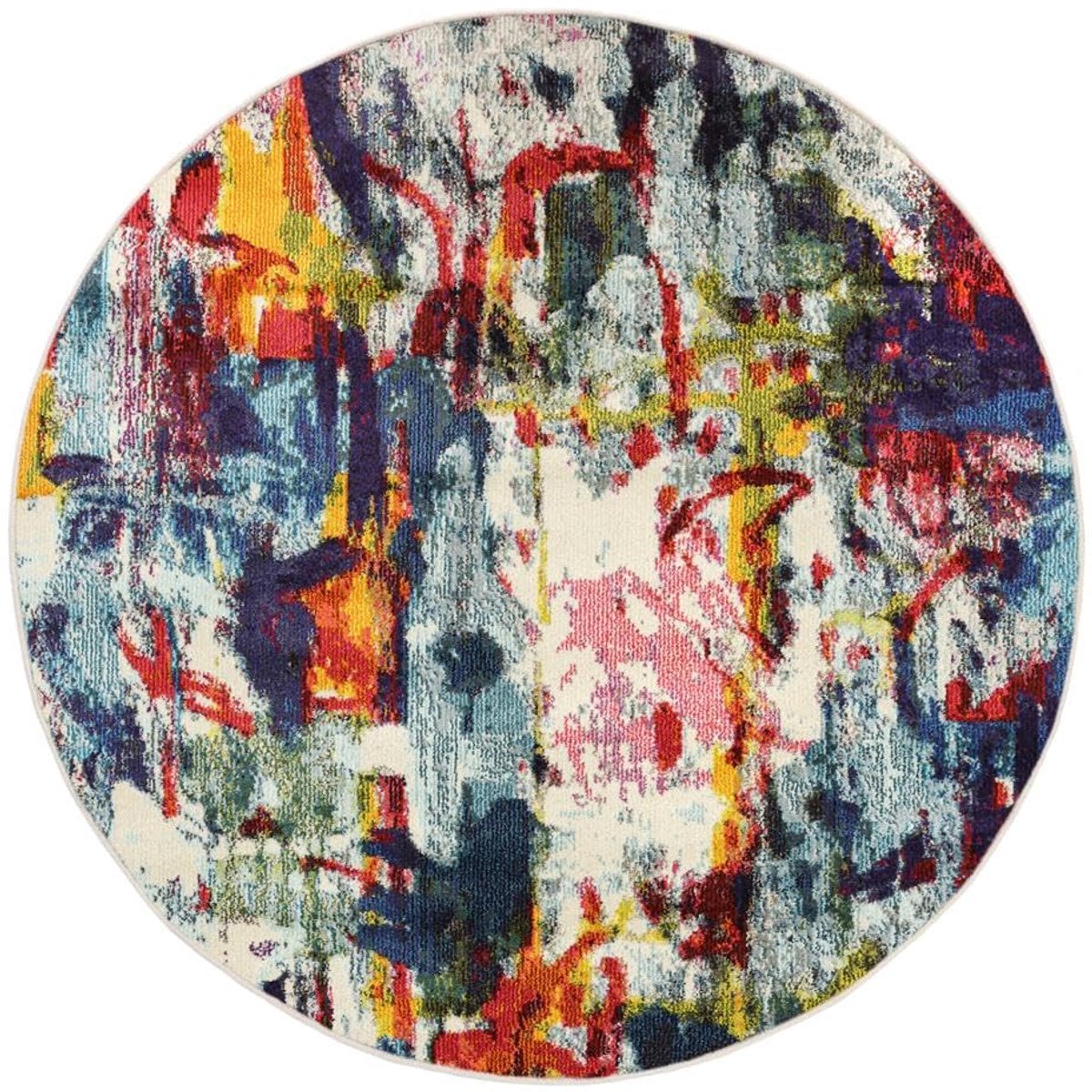 Vloerkleed, Moderne Onze ontwerpers, Ø 150 cm, Rond, Middelpolig, Woonkamer, Eetkamer, Slaapkamer, Keuken, Hal, Alleen chemisch reinigen, Veelkleurig