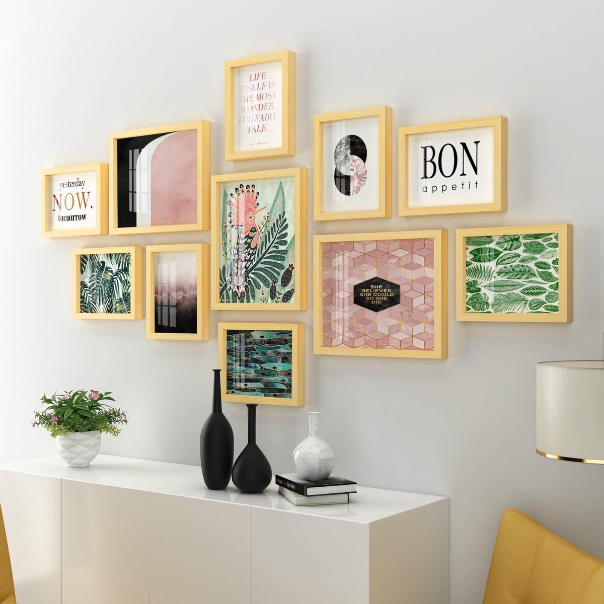 Fotolijst voor 11 foto's met glas, baby familie collage diafragma fotolijsten voor muur tafelblad decor, muur gemonteerd of vrijstaand landschap en portret