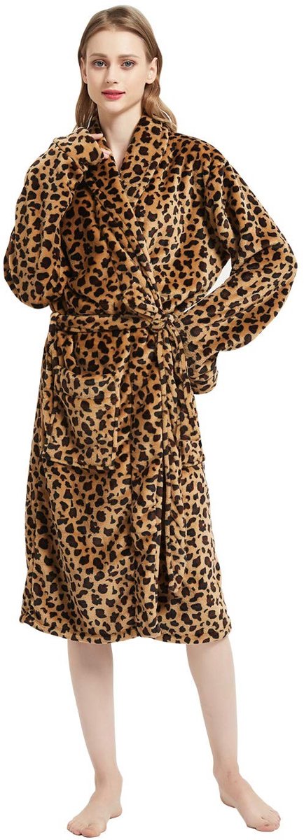 Dailygoods- Badjas Dames - Zachte Microvezel - Enkellang - Verstelbare Riem - Twee Voorzakken - Comfortabel en Warm - Huisjas