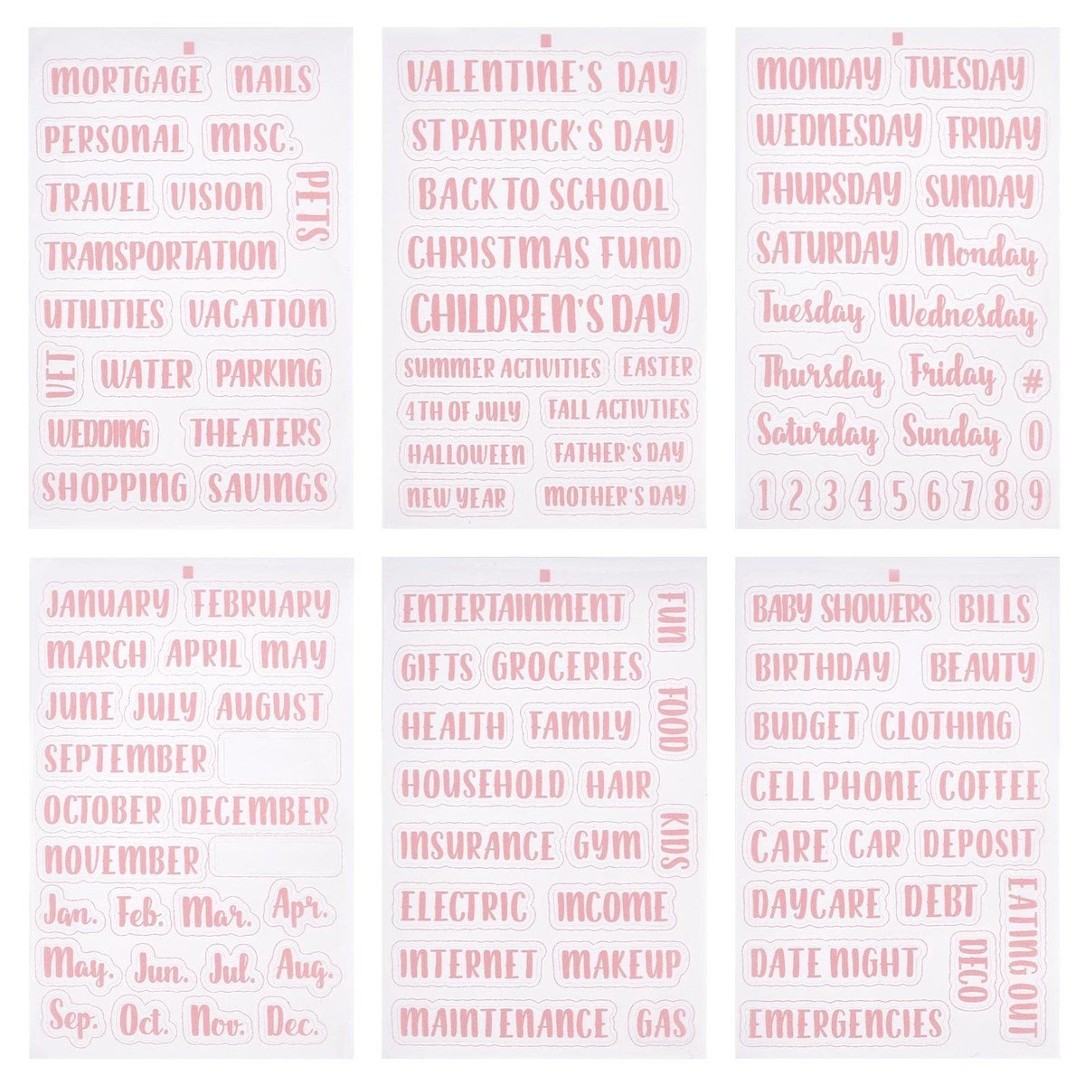 Dailygoods- Cash Envelope Labels 117 Stuks - Budget Planner Stickers - Roze Vinyl - Waterdicht - Scheurbestendig - Zelfklevend - Budgetstickers