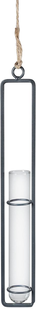 Vaasje/Vaas/Vazen/Glazen vaas/Vaas glas/Bloemenvaas/Vaasjes klein - Met metalen frame - 2,5 x 27 cm (dxh)