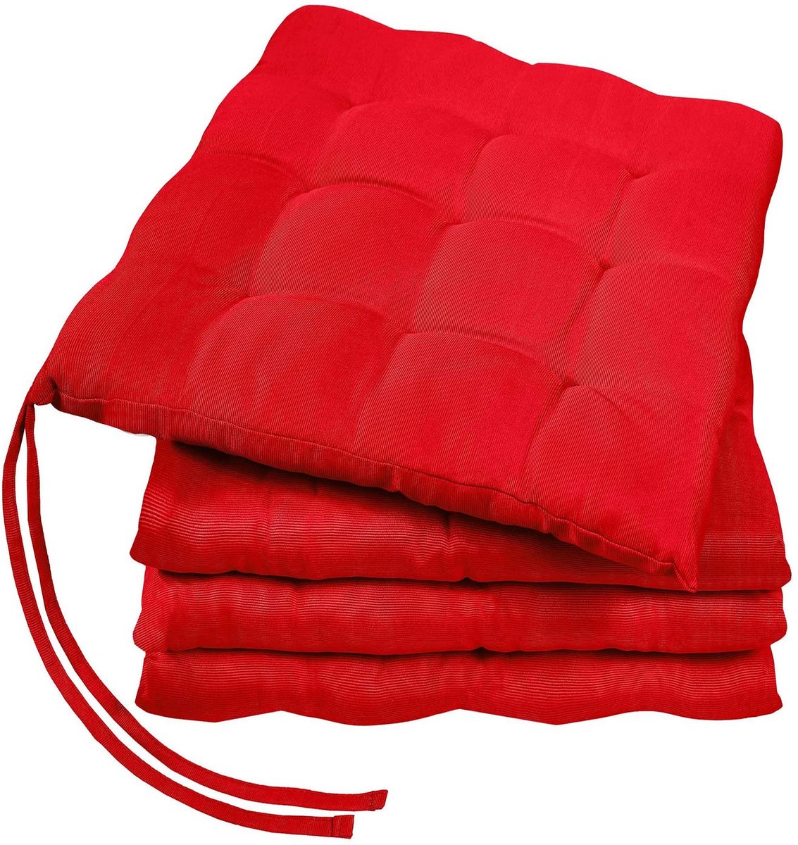 Zitkussens Set - Stoelkussens Buiten - Comfortabel Zitten - Wasbaar Materiaal - 40x40 cm - Rood