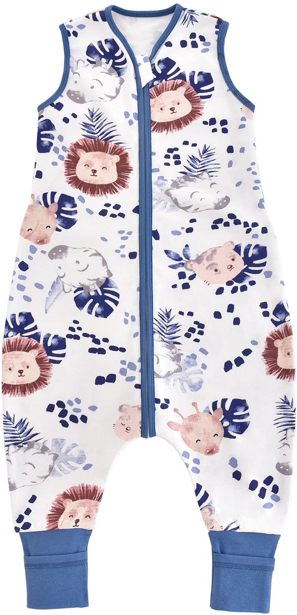 Babyzomerslaapzak met voeten, 0,5 TOG, kleine kinderslaapzak met pijpen, ongewatteerd, 100% katoen, slaapromper, voor jongens en meisjes