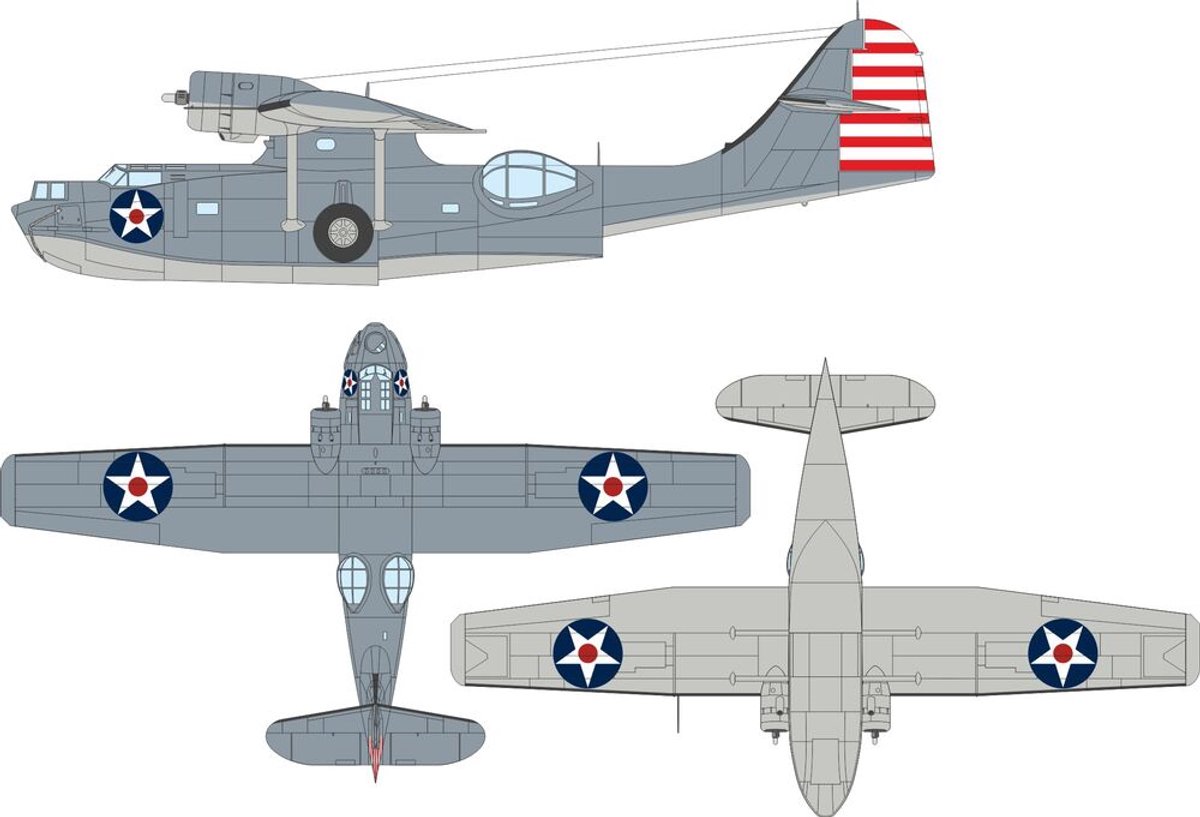 Eduard Modelbouwpakket - EX1184 US National Insignia Maskering Set - Stars en Bars voor Consolidated PBY-5A Catalina Accessoires set - 1:48 - Modelbouw