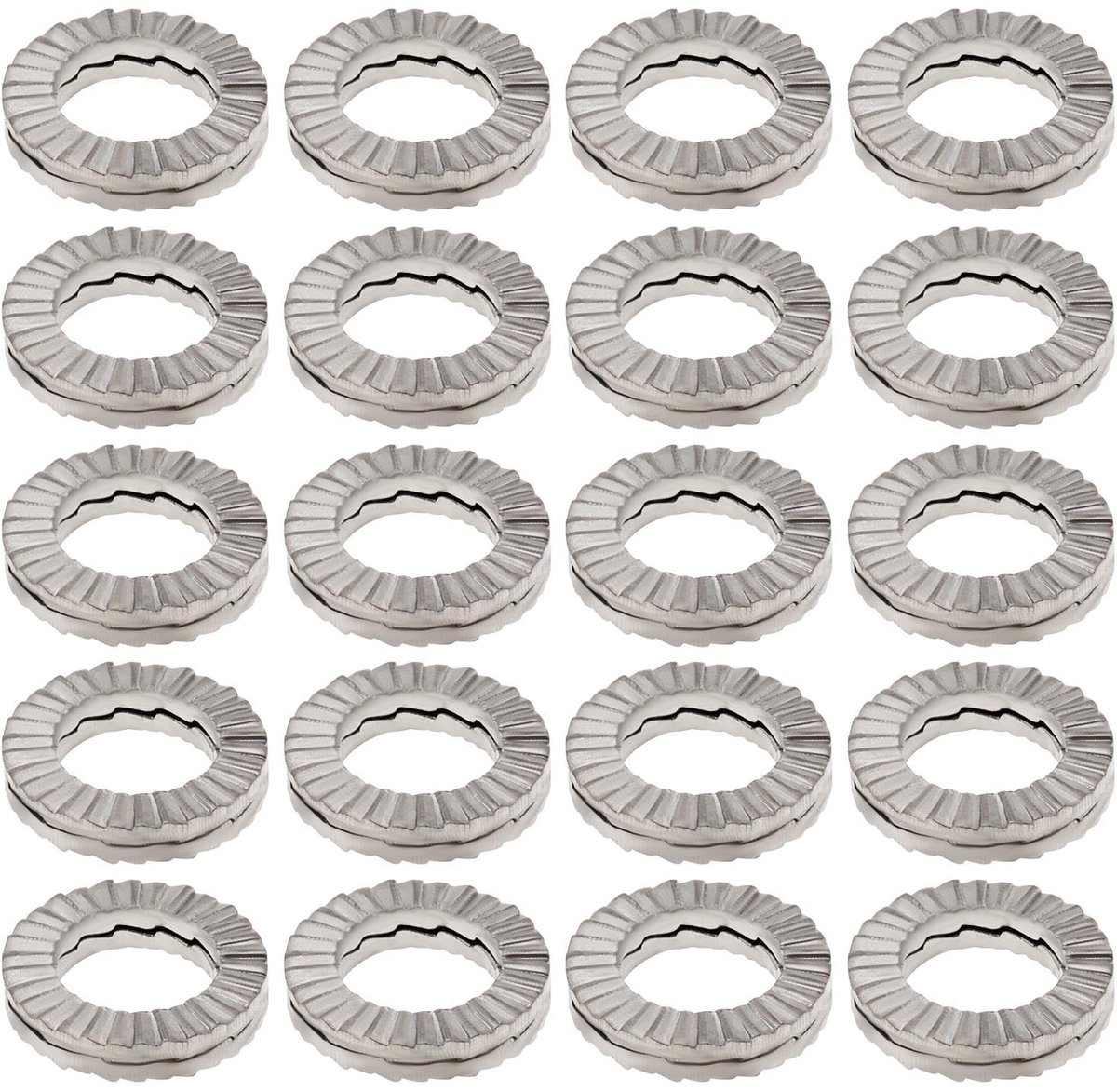 Dailygoods- Sluitringen 20 Stuks - Dubbellaagse Borgringen - Buitendiameter 10,8 mm - Dikte 2 mm - M6 - Verbeterde Stabiliteit