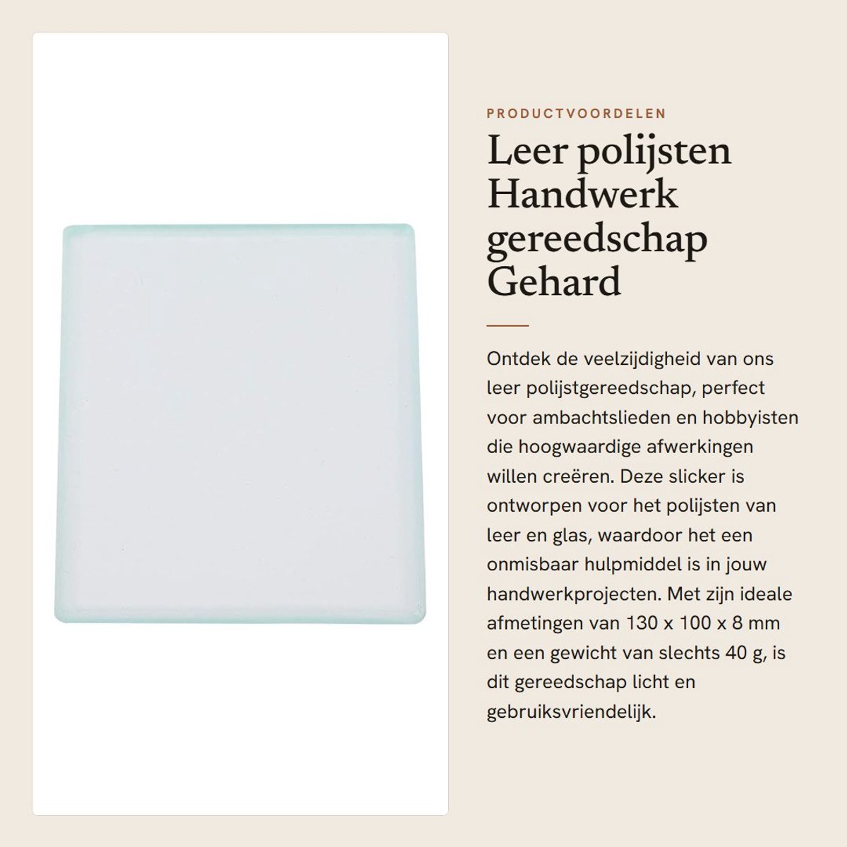 Dailygoods- Polijstgereedschap 130 x 100 x 8 mm - Leer Polijsten - Glas Burnisher - Slicker Gereedschap - Handwerk - Schuurmateriaal - Glansmiddel