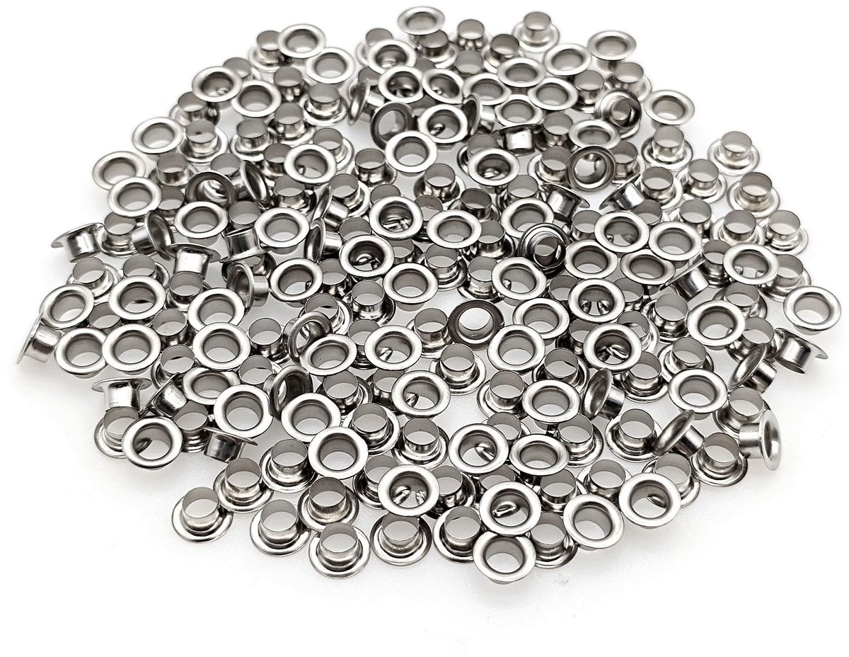 Dailygoods- Vervangingsoogjes 200 stuks - Zilveren Ogen - 5 mm Oogjes - Geschikt voor Gatentang - Maximaal 3 mm Stansdikte - Voor Papier/Karton/Leer - Oogringen
