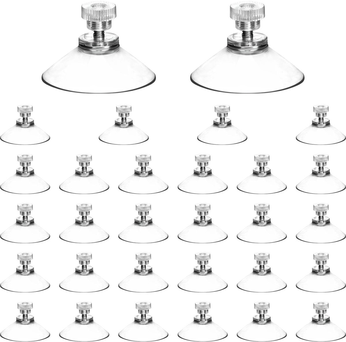 Dailygoods- Zuignappen 30 stuks - Diameter 40 mm - Met schroefdraad - Gemaakt van pvc - Voor ramen - Inclusief kartelmoeren - Zuignap