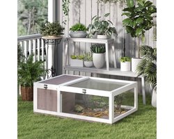 MEUNIQ terrarium voor schildpad en reptielen 91 x 60,5 x 32 cm met opklapbaar bovenstuk, tweedelig verblijf, kijkvensters en uitschuifbare zijwanden, bruin