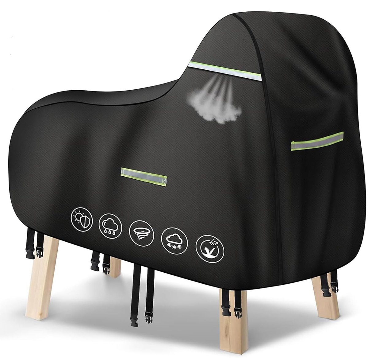 Dailygoods- Afdekzeil Waterdicht - Houten Paard - 600D Oxford - Scheurvast - Verstelbare Gespen - 135 x 65 x 110 cm - Tuinpaardhoes