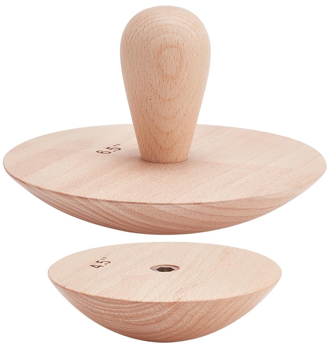 Dailygoods- Pottenbakvormen Set van 2 - Houten Keramische Potvormen - Verwisselbare Handgrepen - Multifunctioneel - 11,4 cm en 16,5 cm - Ambachtelijke Ervaring - Keramiekvormen