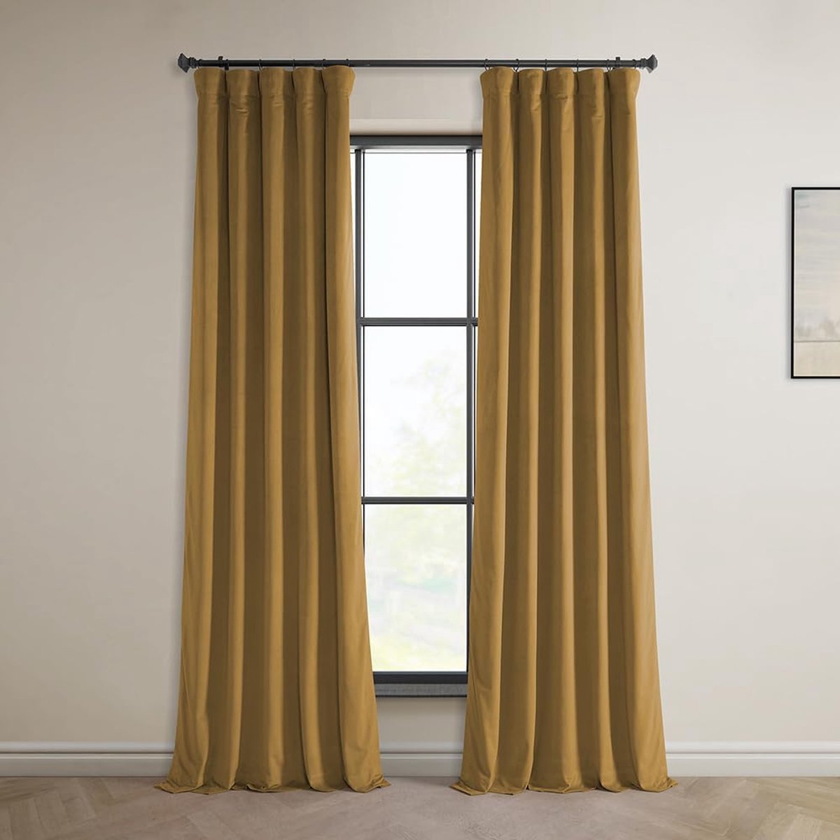 Half Price Drapes Heritage pluche fluwelen gordijnen 244 cm lange kamer verduisterende gordijnen voor slaapkamer en woonkamer 50 W x 96 l, (1 paneel), retro goud