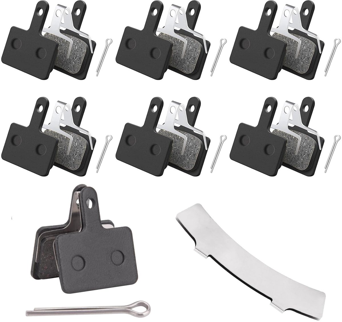 Dailygoods- Fietsremblokken 6 Paar - Vervangbare Remblokken - Resin Schijfremblokken - Rotor-insteller - Geschikt voor Shimano - Zwart, 170 gram
