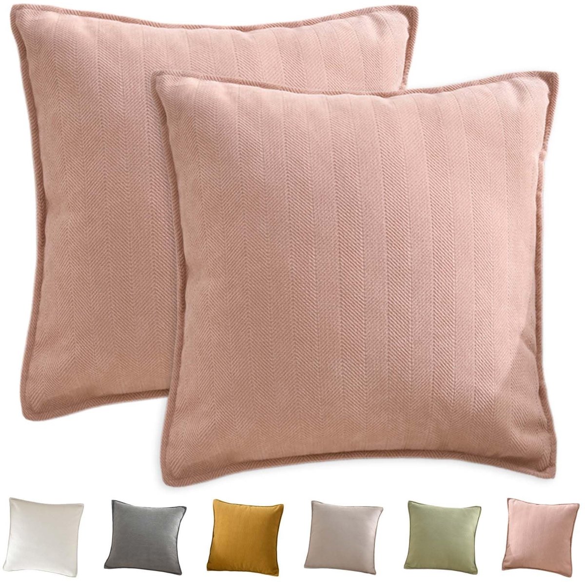 Dailygoods - Decoratieve kussenhoezen set van 2, 45 x 45 cm, zachte chenille effen bank kussenslopen, kussenslopen voor decor, vierkante kussenslopen voor slaapbank, woonkamer, woondecoratie (roze)
