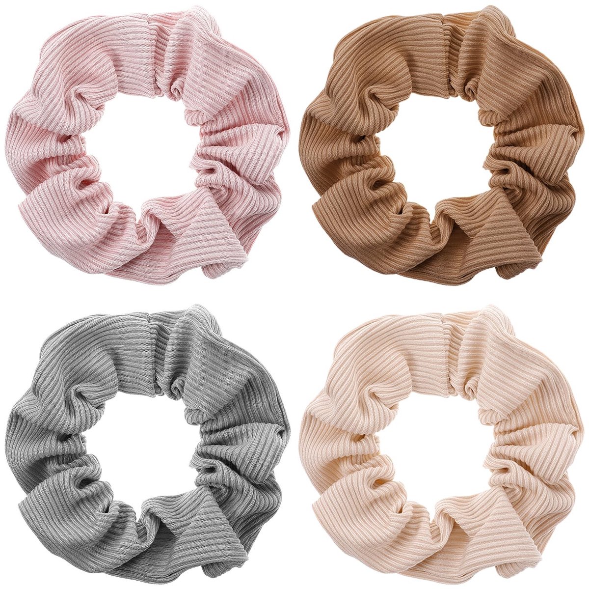 Haarelastiekjes 4 Stuks - Zacht/Elastisch - Zijde/Satijn - Elegant - Diverse Kleuren - 17 cm Lengte - Scrunchies