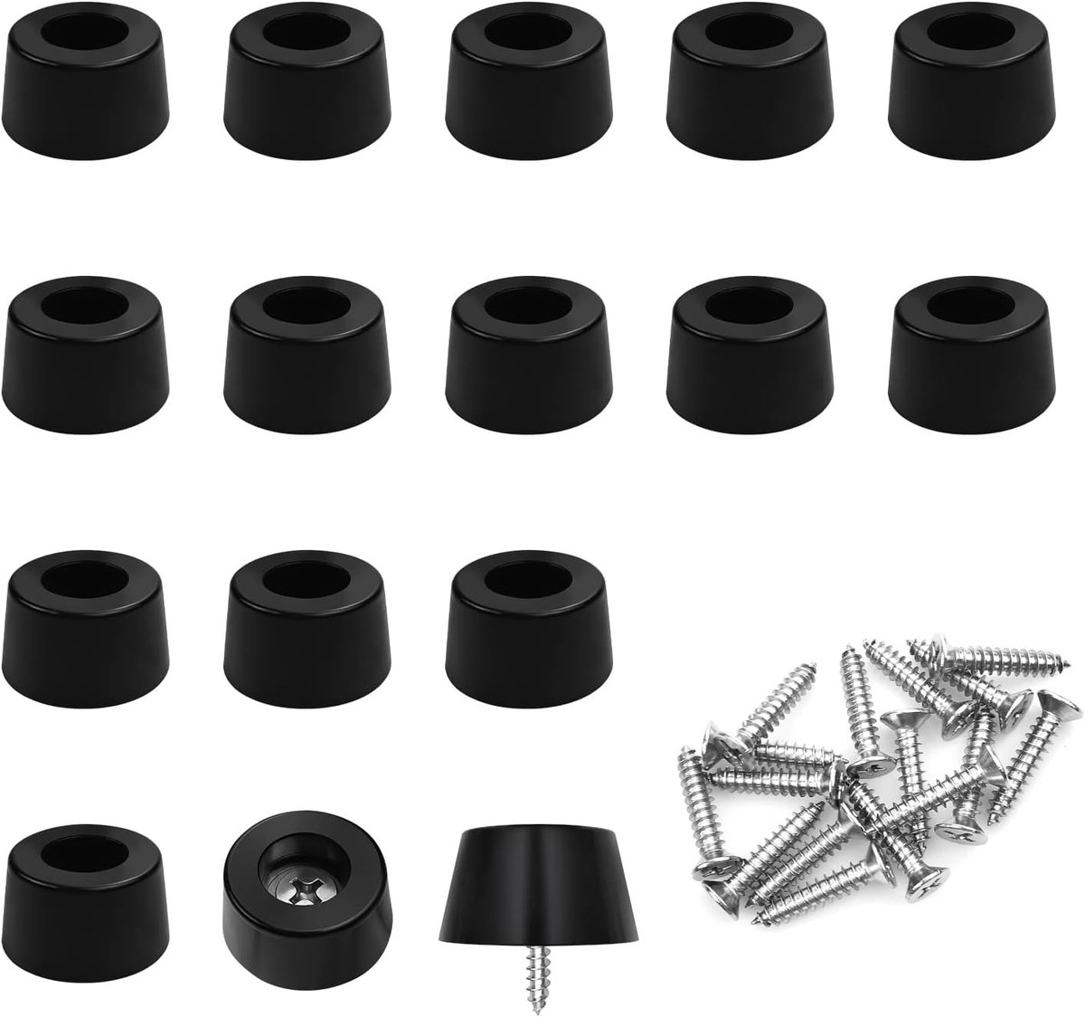 16-delige set zwarte taps toelopende meubelpoten met antislipfilm en schroeven voor optimale bescherming van meubels
