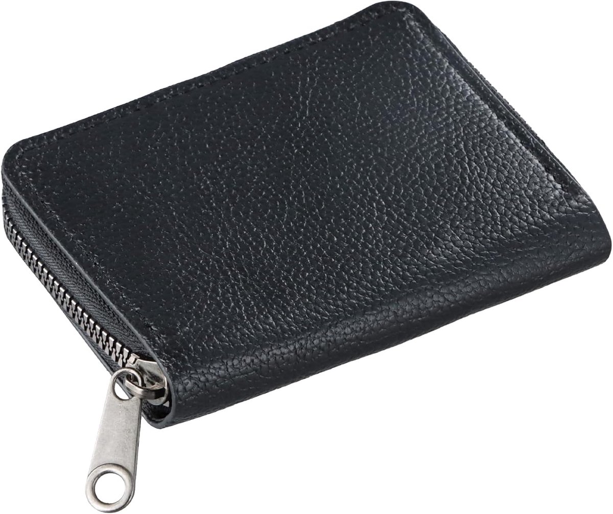 Wallet, creditcardhouder voor heren en dames, portemonnee, kaartenetui, portemonnee, ID-kaarthoes, pashouder, leer, ruimte voor maximaal 20 kaarten (zwart)
