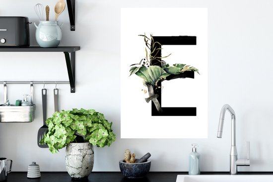 Sticker Muursticker Jungle aquarelle Lettres - Jungle lettre E - 40x60 cm - feuille autocollante - sticker mural repositionnable