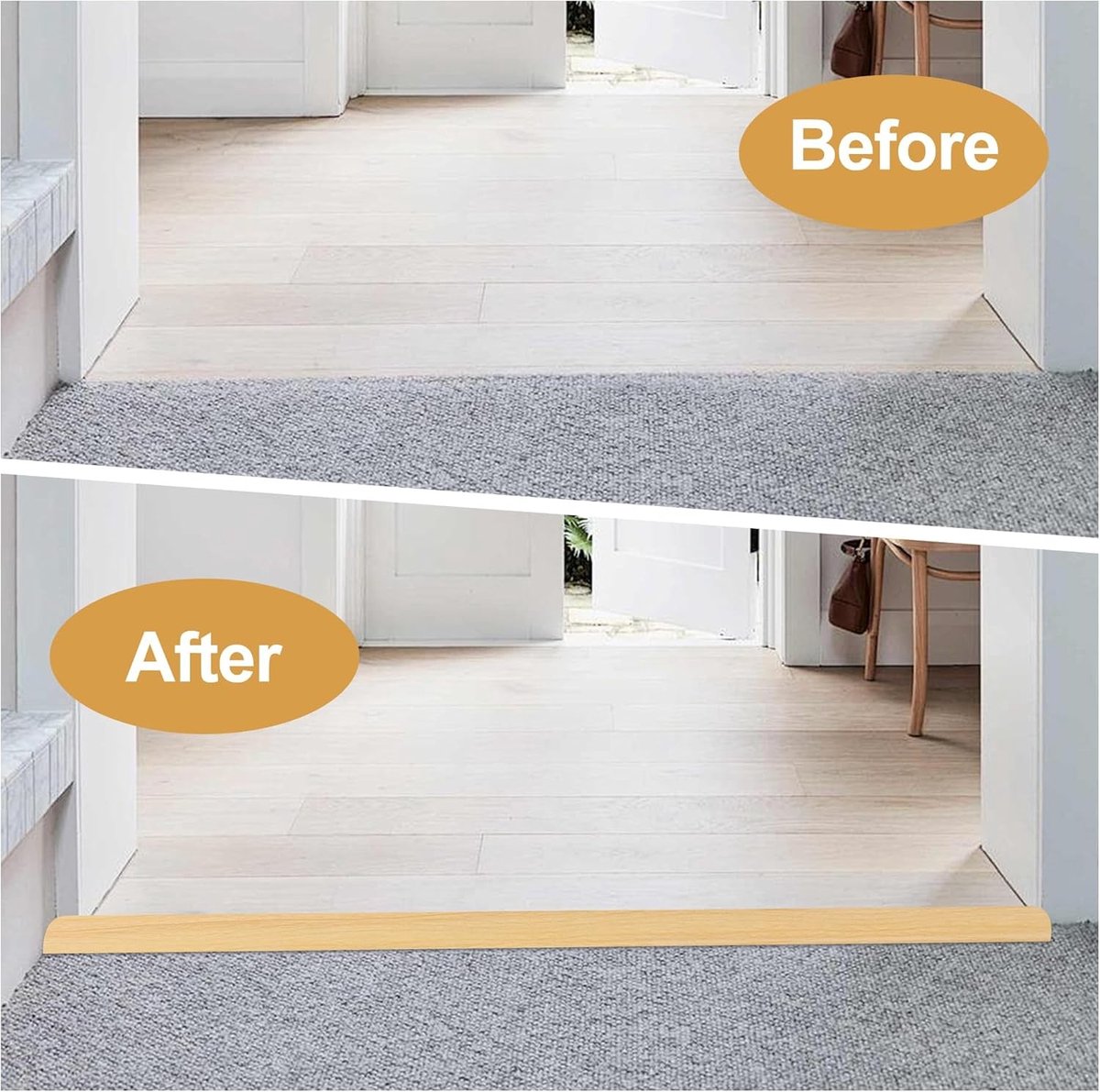 Flexibele Drempelstrip 200 x 5 cm - Zelfklevend, Antislip PVC voor Deurdoorgangen en Tegels in Donkergrijs Houtmotief