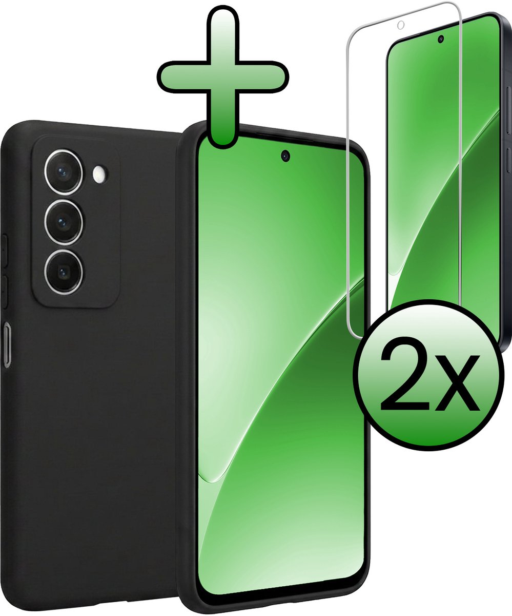 Hoesje Met 2x Screenprotector - Geschikt voor Xiaomi 15 - Sterk & Shockproof - Back Cover - Siliconen Case - Telefoon Hoes - Zwart