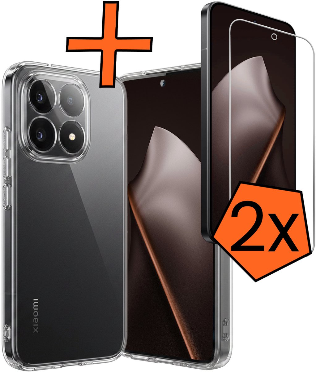 Hoes - Met 2x Screenprotector - Geschikt voor Xiaomi 15T - Sterk & Shockproof - Back Cover - Siliconen Case - Telefoon Hoes - Transparant
