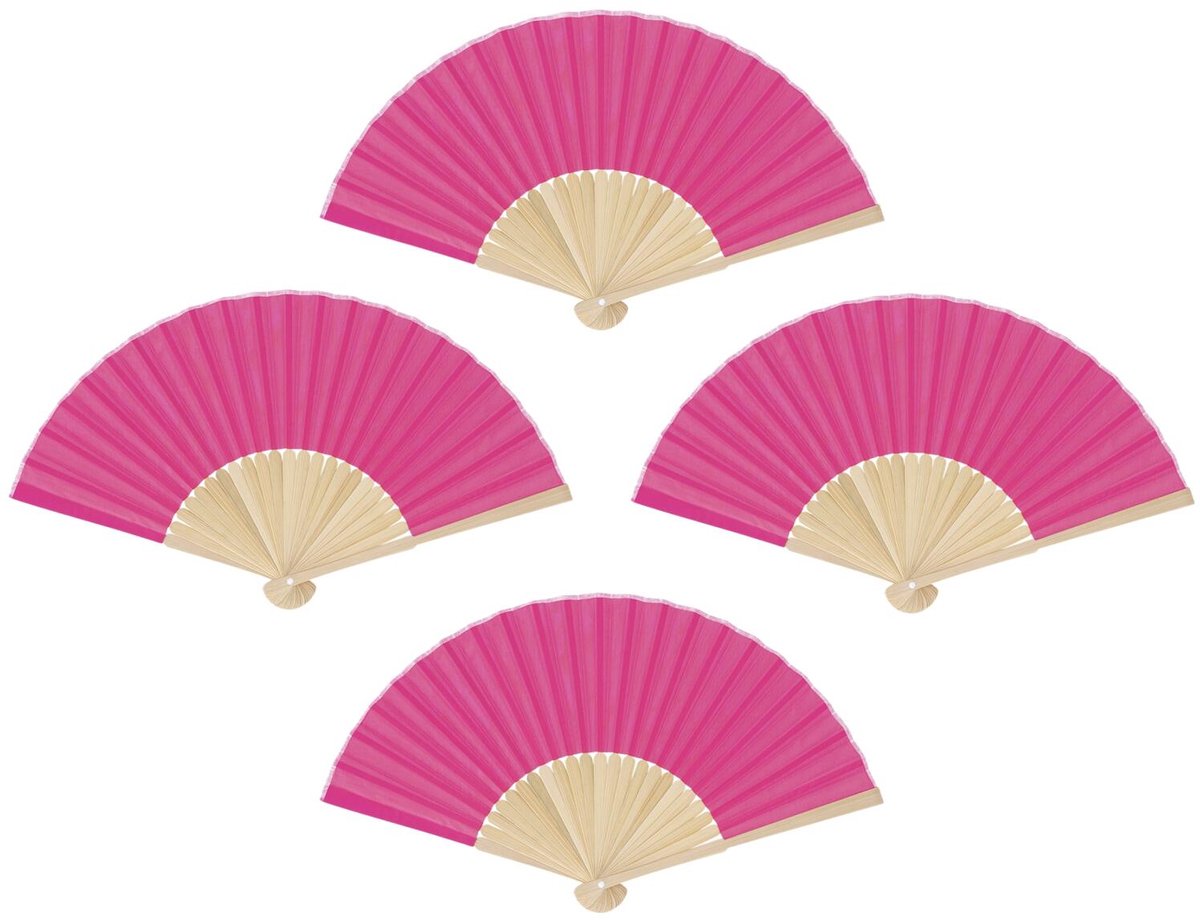 Bellatio Design Spaanse handwaaier - 10x - roze - bamboe/papier - 38 x 21 cm - spaanse waaier - festival waaier