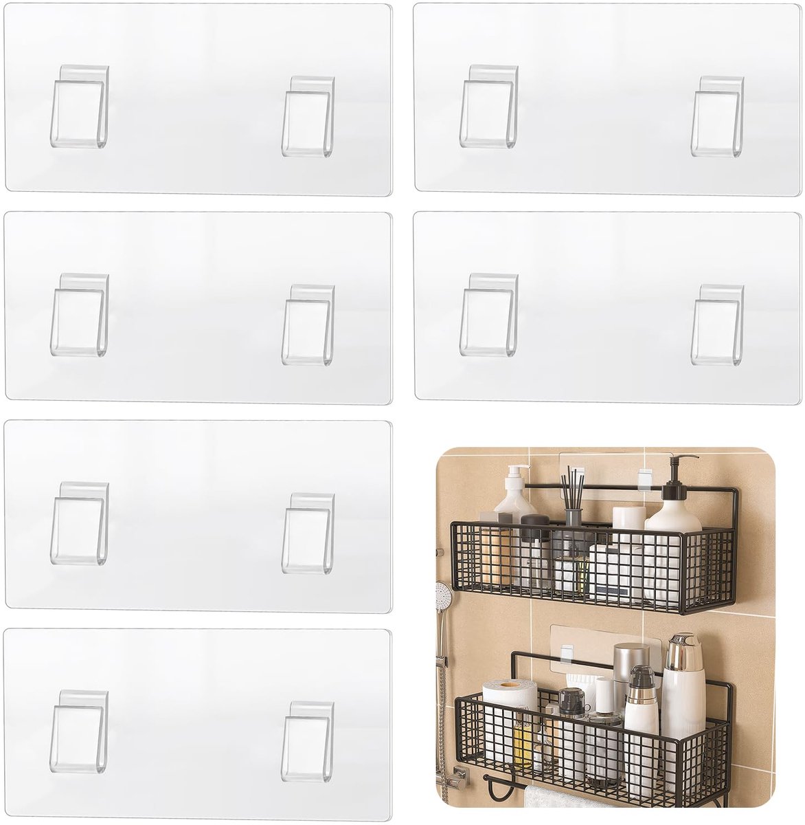 Douchecaddy kleefhaken vervanging, sterke hoek douchecaddy kleefstickerhaken U-vorm transparante kleefhaken voor badkamer keuken douchecaddy hoekplankmand