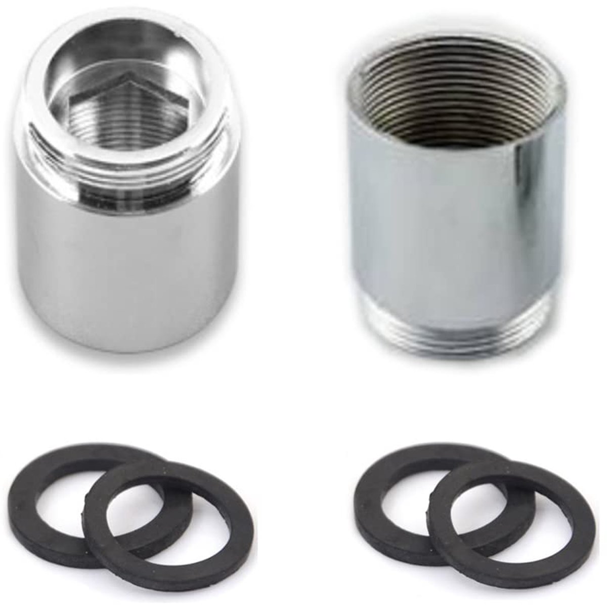 Set van 2 messing kraanadapters, kraanverlenging, 22 mm vrouwelijk naar 22 mm mannelijke schroefdraad voor waterzuiveraar zilver 8120XTKJ