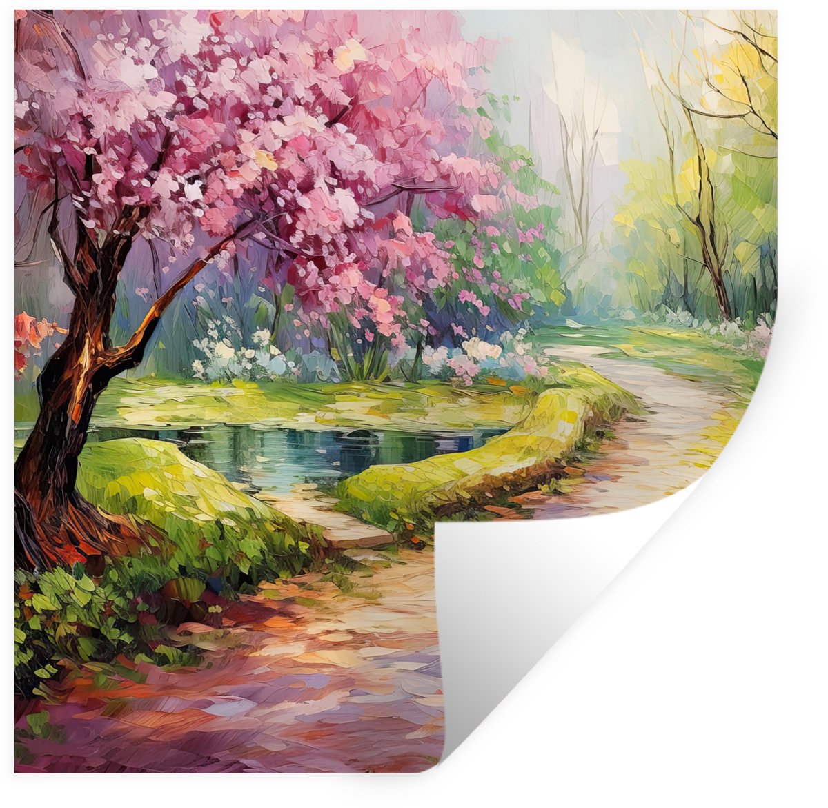 Muurstickers - Sticker Folie - Watercolor - Natuur - Bomen - Kunst - Bloemen - 120x120 cm 