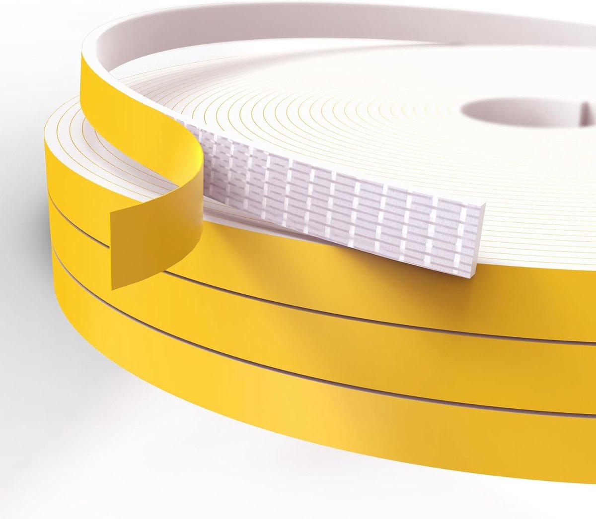 Tochtstrip voor deuren en ramen, 12 mm (B) x 3 mm (T) x 15 m (L) zelfklevende schuimtape, tochtafdichtingsstrip, weerstrippen voor spleetafdichting, wit