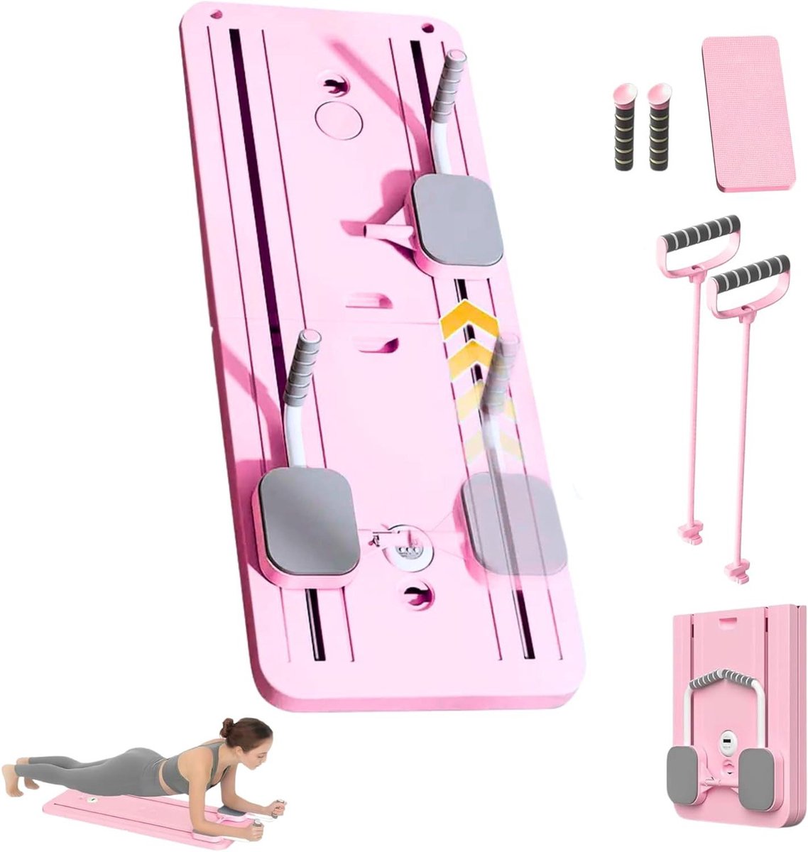 Pilates Reformer Board - Ab Trainer Machine - Thuis Workout - Opvouwbaar en Stil - 4.6 Kilogram - Zwart