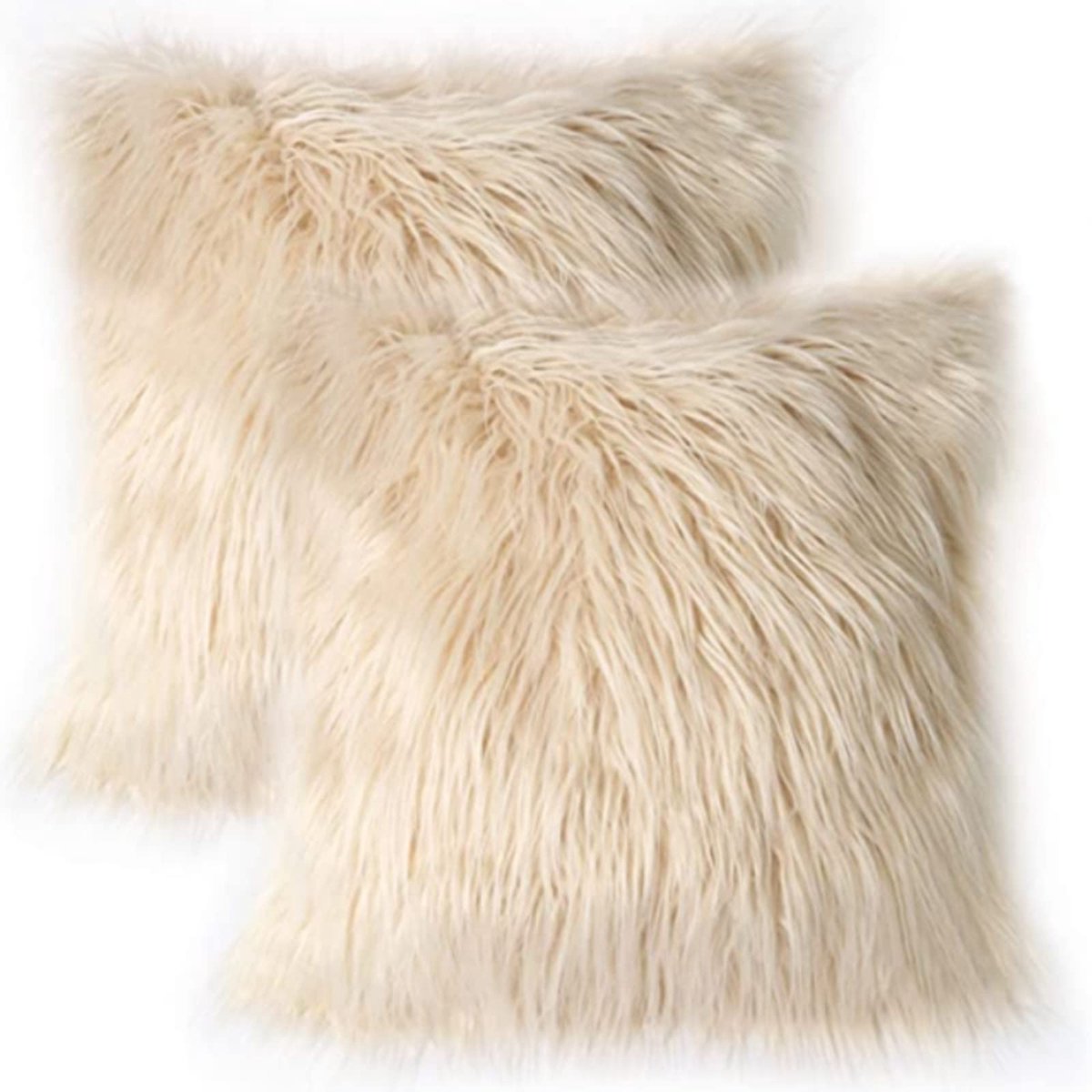 Kussenhoezen, Home ins imitatie wol pluche kussensloop effen kleur auto kussensloop bank kussen, decoratieve kussensloop gooien kussensloop set van 2, lichtbruin (30 * 50 cm, J)